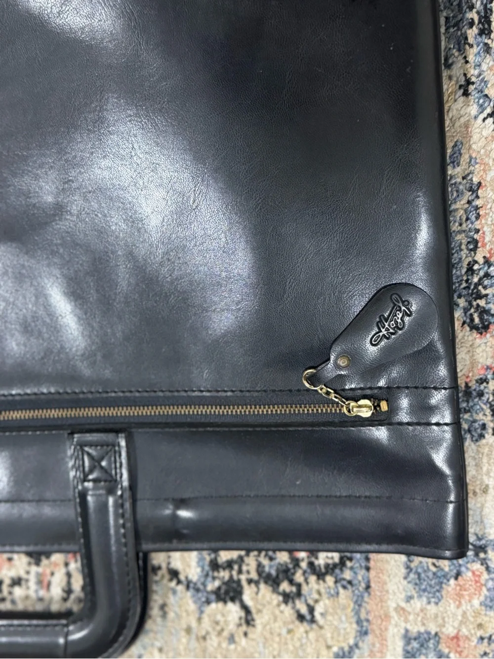 Vintage Hazel Black Document Briefcase Portfolio Bag Attache Case Leather 17